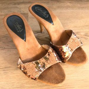 Candies bronze sequin heels